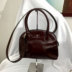 EUC Vintage Luxury Gold Pfeil Oxblood Fine Leather Purse Crossbody Strap